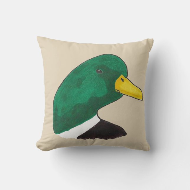 Woodland Bird Mallard Duck Throw Pillow (Front)
