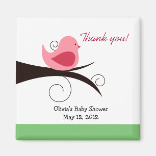 Woodland Birdie (Pink) Baby Shower Favor Magnet