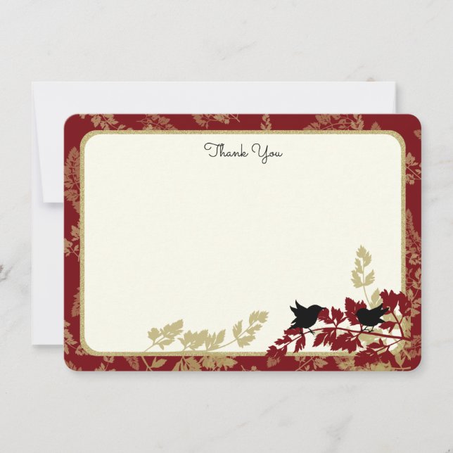 Woodland Birds and Foliage Flat Card Thank You (Front)