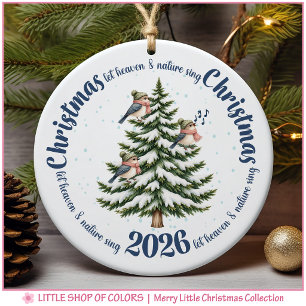 Woodland Birds Personalized Photo Christmas Ceramic Ornament