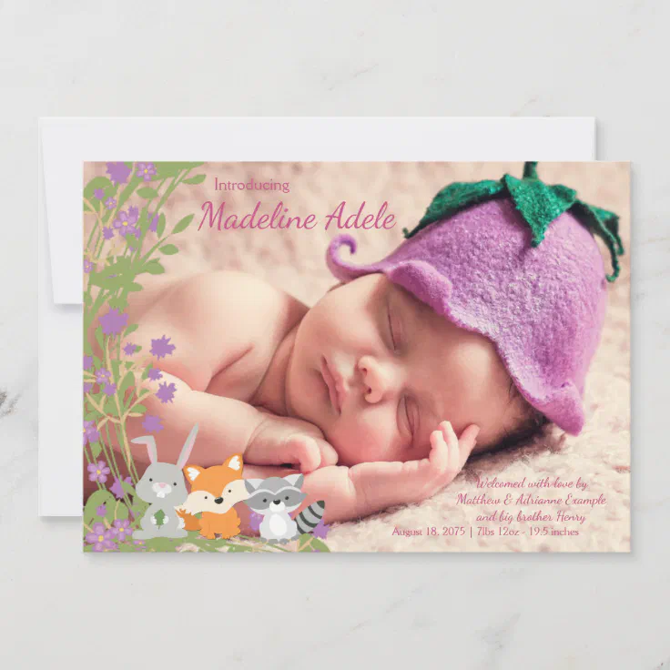 Woodland Birth Announcements Zazzle