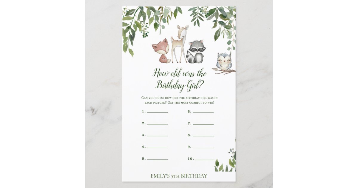 Woodland Birthday - How old was birthday girl | Zazzle