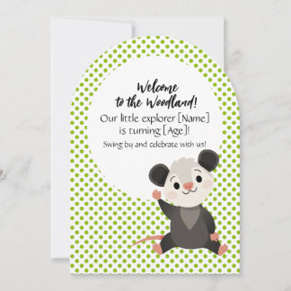 Woodland Birthday Invitation – Cute Opossum 