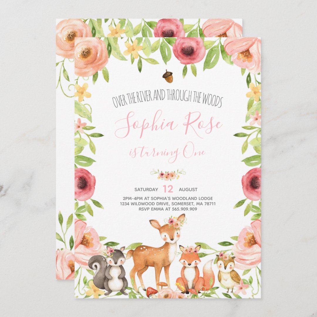 Woodland Birthday Invitation Forest Animals Party | Zazzle