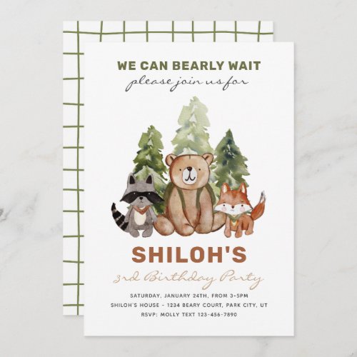 Woodland Birthday Invitation  Modern Birthday