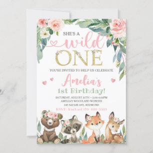 Woodland Birthday Invitation Wild One Invitation
