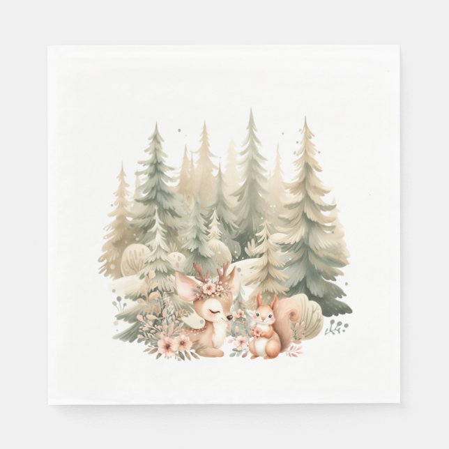 Woodland Birthday Napkins (Front)