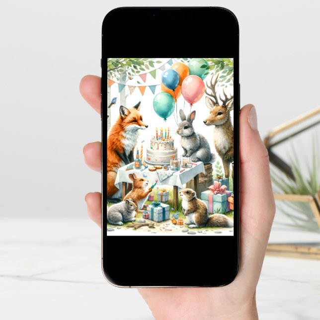 Woodland Birthday Party Card (Front Digital)