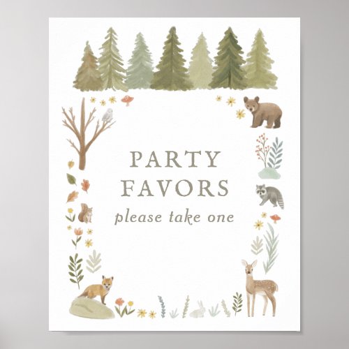 Woodland Birthday Party Favors Sign