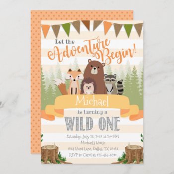 Woodland Birthday Party Invitation Invite Natural by PerfectPrintableCo at Zazzle