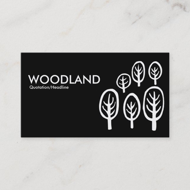 Woodland - Black and White Business Card (Front)