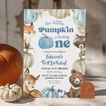 Woodland Blue Boho Pumpkin Boy 1st Birthday Invitation<br><div class="desc">Woodland Pumpkin First Birthday Boy Invitation, Woodland Forest Animal 1st Birthday Party, Boho Pumpkin 1st Birthday Boy Fall Invitation, Little Pumpkin 1st Birthday Party, Fall Pumpkin Birthday Boy, Autumn Boho Pumpkin First Birthday Invitation, Fall 1st Birthday Invitation, Kids Birthday Invitation, Fall Theme Birthday Invitation, Animal Forest 1st Birthday Invitation, Pastel...</div>