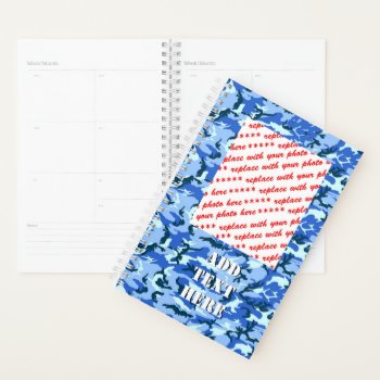 Woodland Blue Camouflage Military  Planner by Camouflage4you at Zazzle