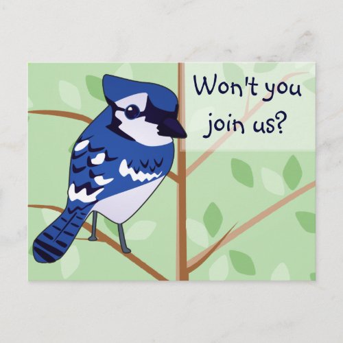 Woodland Blue Jay Invitation POSTCARD