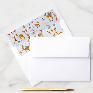 Woodland Blue & White animals & birds pattern Envelope Liner