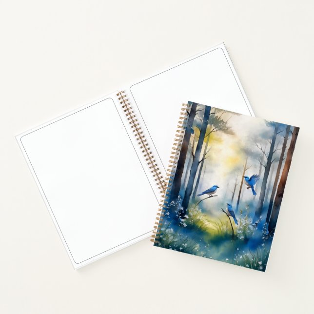 Woodland Bluebirds Scenic Forest Notebook (Inside)