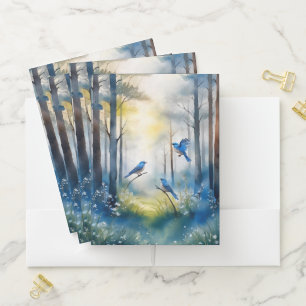 Woodland Bluebirds Scenic Forest Pocket Folder