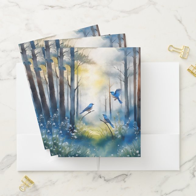 Woodland Bluebirds Scenic Forest Pocket Folder (In Situ)