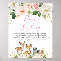 Woodland Blush Floral Don't Say Baby Game Poster