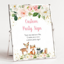 Woodland Blush Floral Editable Party Sign