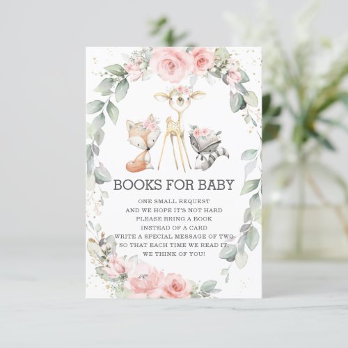 Woodland Blush Floral Greenery Books for Baby Card