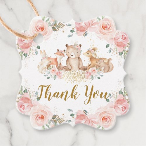 Woodland Blush Pink Floral Baby Shower Birthday Fa Favor Tags