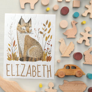 Woodland Bobcat Cute Personalized Jigsaw Puzzle