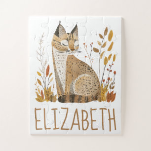 Woodland Bobcat Cute Personalized Jigsaw Puzzle