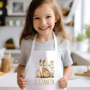 Woodland Bobcat Cute Personalized Kids' Apron