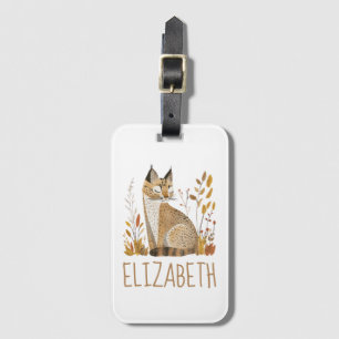 Woodland Bobcat Cute Personalized Luggage Tag