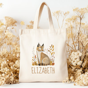 Woodland Bobcat Cute Personalized Tote Bag
