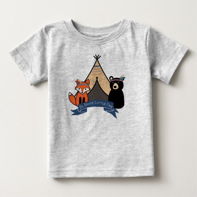 Woodland Bodysuit, Boy's, Be Brave Little One Baby T-Shirt (Front)
