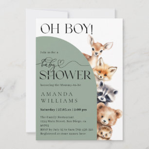 Woodland Boho Modern Neutral Baby Shower Invitation