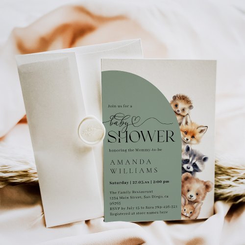 Woodland Boho Modern Neutral Baby Shower Invitation