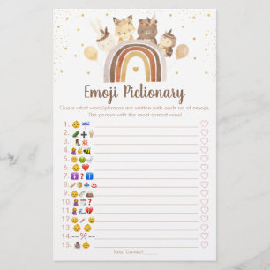 Woodland Boho Rainbow Emoji Pictionary Shower Game