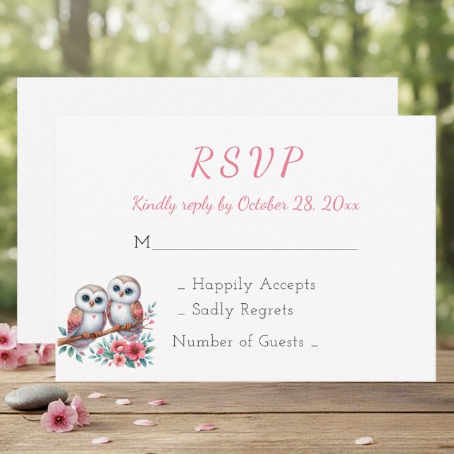 Woodland Boho Rustic Country Owl Wedding RSVP Card (Creator Uploaded)