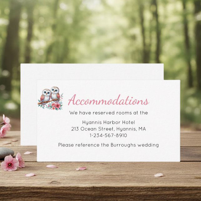 Woodland Boho Rustic Owl Wedding Accommodations Enclosure Card (Creator Uploaded)