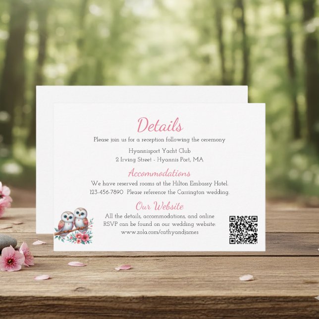Woodland Boho Rustic Owl Wedding Details Enclosure Card (Creator Uploaded)