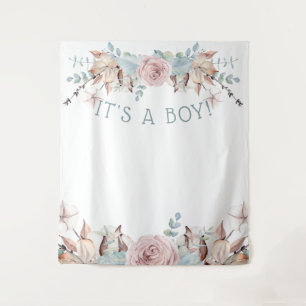 Woodland BOHO Virtual Boy Baby Shower Backdrop
