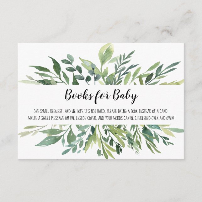 Woodland Books For Baby | Book Request | Greenery Enclosure Card (Front)