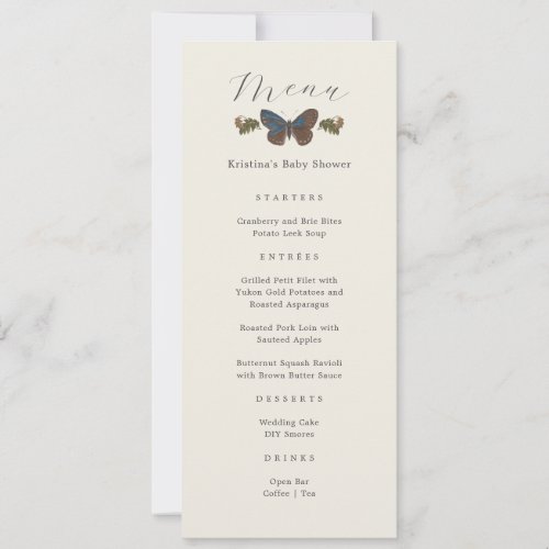 Woodland Botanical Gender Neutral Baby Shower Menu Invitation