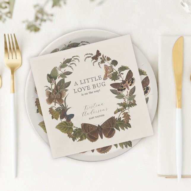 Woodland Botanical Little Love Bug Baby Shower Napkins (Creator Uploaded)