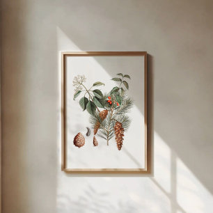 Woodland Botanical – Pine Cone and Berry Poster