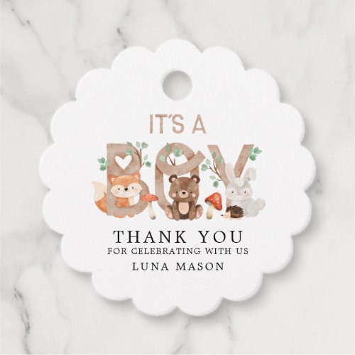 Woodland Boy Baby Shower Favor Tags