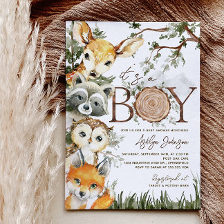 Woodland Boy Baby Shower Invitation
