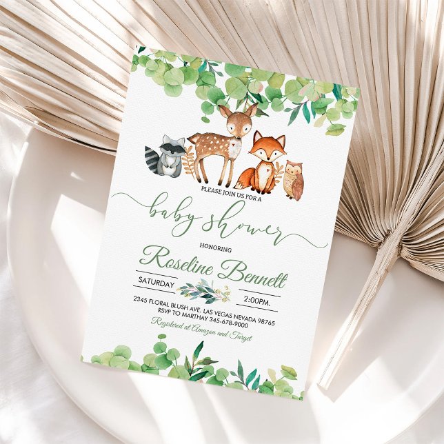 Woodland Boy Greenery Baby Shower  Invitation (Creator Uploaded)
