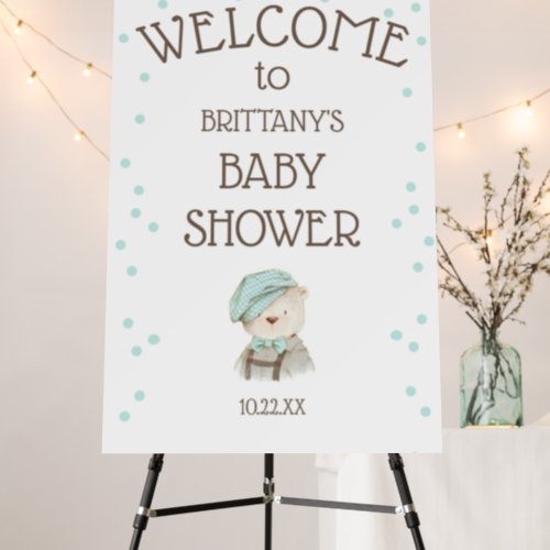 Woodland Boy Teddy Bear Baby Shower Welcome Foam Board