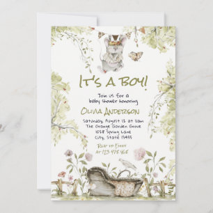 Woodland Boy Wild Forest Animals Baby Shower Invitation