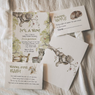 Woodland Boy Wild Forest Bear Animal Baby Shower  Invitation