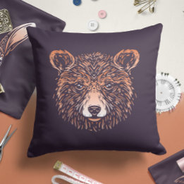 Woodland Brown Bear Nursery Throw Pillow 